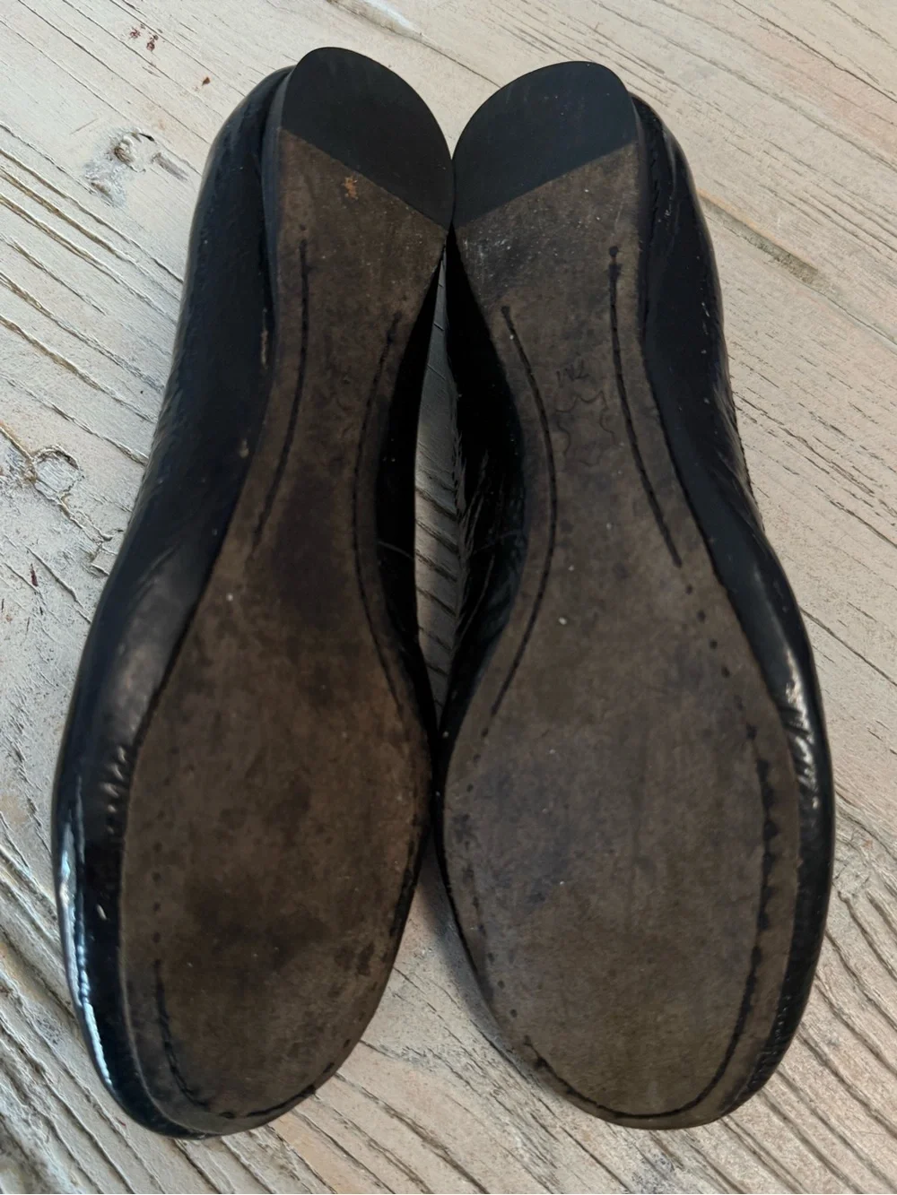 Tory Burch Black Patent Leather Logo Ballet Flats Size 7M